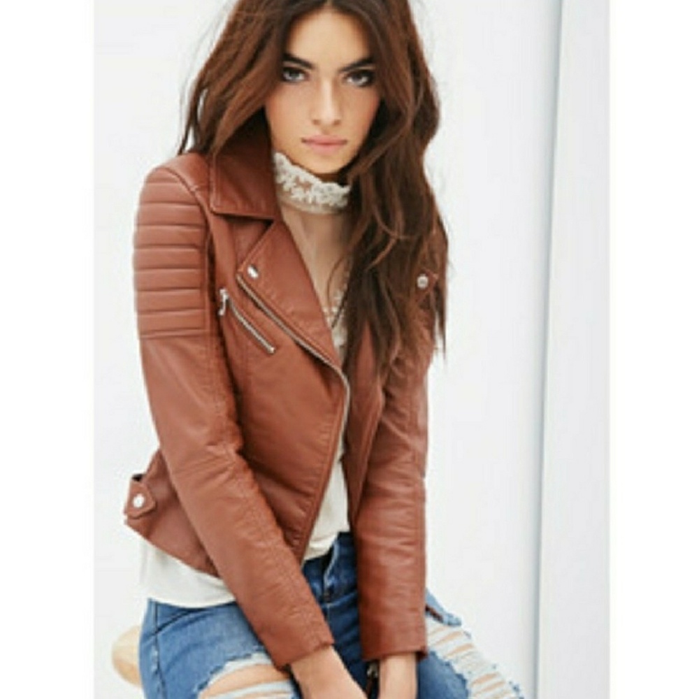 Brand new brown motto jacket